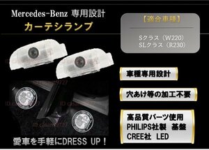 即納 Mercedes Benz AMG ロゴ カーテシランプ LED 純正交換 W220 R230 S/SL クラス プロジェクタードア ライト メルセデス ベンツ マーク