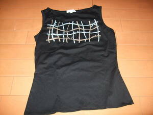  beautiful goods *PAUL KA ribbon design no sleeve T-shirt * size S