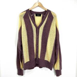 UNUSED STRIPE MOHAIR CARDIGAN 3 L パープル イエロー ニット カーディガン モヘア ストライプ 紫 アンユーズド