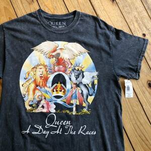 新品 QUEEN クイーン Tシャツ 半袖 メンズ Mサイズ グレー a day at the races プリント ロゴ オフィシャル マーチ タグ付き未使用品 T2018