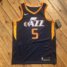 USA古着 NIKE ナイキ ゲームシャツ ユニフォーム メンズ Mサイズ ネイビー Utah Jazz ユタジャズ バスケットボール タグ付き未使用品 T2019_画像5