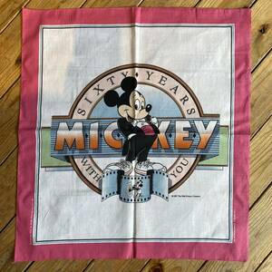 送料無料 Vintage ミッキーマウス バンダナ Made in USA Disney ディズニー キャラクター アメリカ仕入れ 雑貨 ヴィンテージ A0482