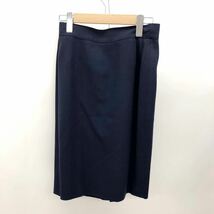 GENNY ジェニー スカートスーツ セットアップ 総裏地 ノーカラー イタリア製 ウエストリボン ウール100% ネイビー 紺 サイズ38 M_画像7
