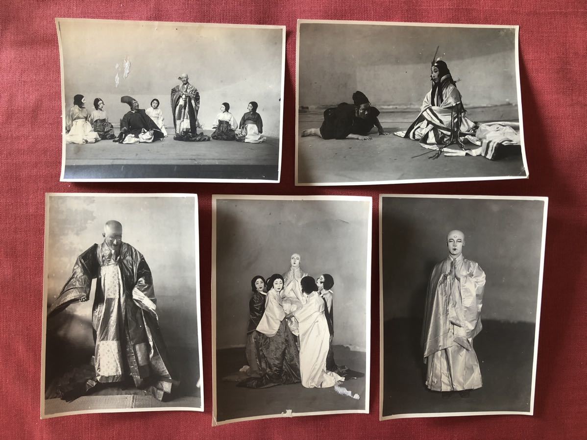 ◆ 戦前 築地小劇場「法成寺物語」舞台写真 5枚 ◆ 松本克平旧蔵品 演劇 古写真