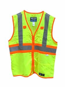 WALLS 蛍光色 リフレクター WORK VEST Mサイズ ワークベスト 3M 反射ベスト WORK WEAR アメリカ 作業着 良好状態 マルチポケット