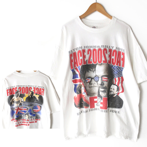 メキシコ製 ELTON JOHN×BILLY JOEL Face 2 Face 2002 Tシャツ 音楽系/ロックT ホワイト(XL)