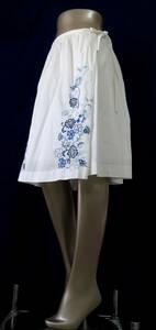  two point free shipping!J010 unused!!49AV Junko Shimada! cotton 100%!! white. embroidery entering skirt!! 38 knee height white Flare 