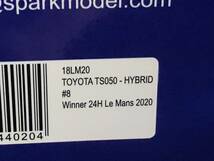 スパーク 1/18 TOYOTA TS050-HYBRID No8 Winner LM 2020_画像2