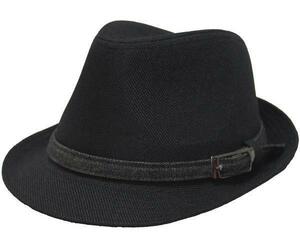  large size 65cm fake linen soft hat hat * black new goods (BT)