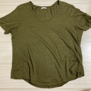 ZARA ザラ　リネン　麻　カットソー 　カーキ　ミリタリー　プルオーバー　ニット　トップス　Tシャツ