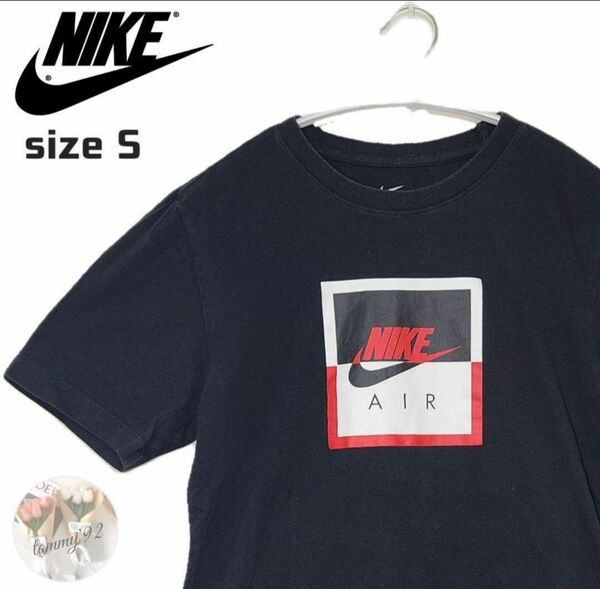 NIKE＊ナイキ AIR シーズナル Tシャツ ユニセックス S 黒 ビックロゴ ビンテージ ロゴTシャツ 