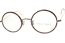 SUPER RARE仕様個体1970sデッドENGLAND製 HILTON CLASSIC ヒルトン クラシック セル巻 正円 ラウンド 丸眼鏡 14KT金張size47/20 超GOODSIZE_画像2