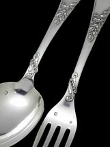 大型 Puiforcat ピュイフォルカ 純銀無垢 Louis XV, Foliate テーブルスプーンとフォークのセット _画像9
