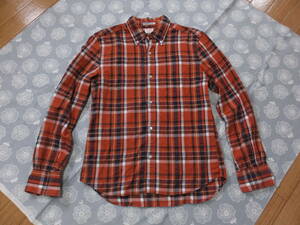 BEAMS Beams MEDIUM FIT lady's long sleeve check pattern shirt size S red series made in Japan used 