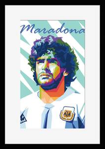 FM011W-ディエゴ マラドーナ Diego Maradona 神の手 アルゼンチン代表 サッカー soccer フレーム有 マット有 枠有 frame A4 インテ 模写