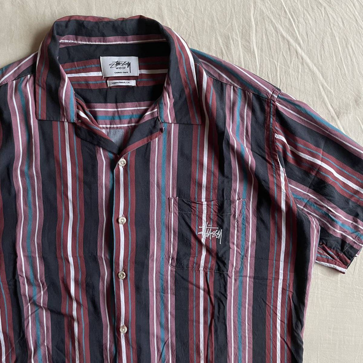 在庫品即日出荷 〜00s old stussy USA製 フラワー×ストライプ柄
