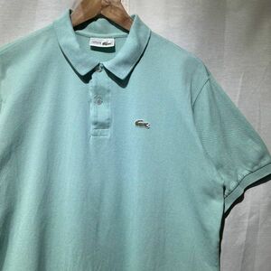 【希少】80s LACOSTE ミントブルー フランス製 SIZE 7 ポロシャツ 大きめ ビンテージ フレンチ ラコステ フレラコ 60s 70s