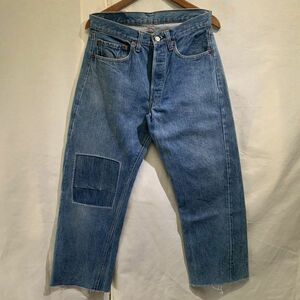 Levi's 501 66後期 W33 赤耳 ヴィンテージ デニムパンツ USA製 70s 80s リーバイス カットオフ リペア 刺し子 オリジナル