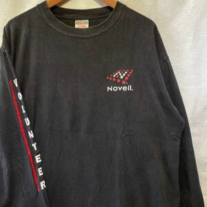 希少! 90s Novell 企業 袖プリント Tシャツ USA製 XL ONEITA 綿100 長袖 ビンテージ アドバタイジング 80s