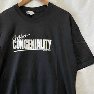 希少! ’01 Miss CONGENIALITY ムービー Tシャツ XL Hanes Warner Bros. ブラック ビンテージ 映画 90s