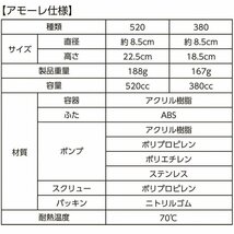 【日本製 】アモーレ520★Dayシリーズ ソープディスペンサー 520ml/ホワイト★最後までスムーズに使える！特許出願中の先端スクリュー_画像6