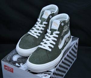 SALE！【新品】US9 27cm VANS バンズ SKATE SK8-HI スケート スケート ハイ PAISLEY GREEN/MARSHMALLOW ペイズリー柄