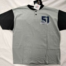 dynasty 51 イチロー ichiro 半袖 2ボタン　ヘンリーネック　セットイン ベースボール　Tシャツ MLB 2001 デッドストック　L メジャー　L_画像7