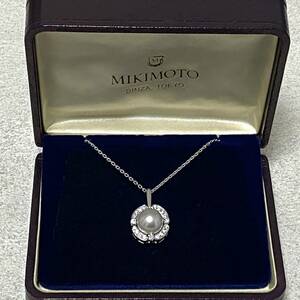 ☆MIKIMOTO　ミキモト　K14WG　南洋真珠/ダイヤ0.40　ネックレス　ネックペンダント　パールサイズ約10.7mm　長さ約59㎝