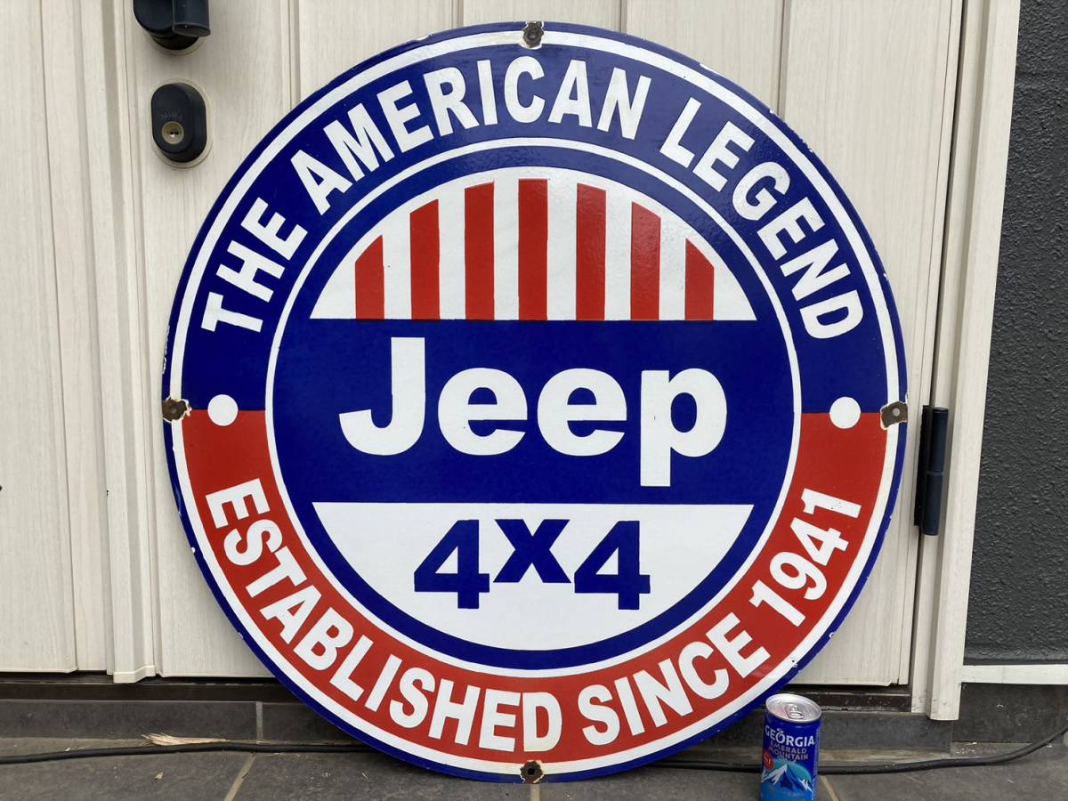 ビンテージ 大型 看板 JEEP ジープ 直径76cm / 世田谷ベース-