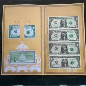 世界紙幣　アメリカ連体幣　1ドル四連体形　ピカピカ新しい　レア