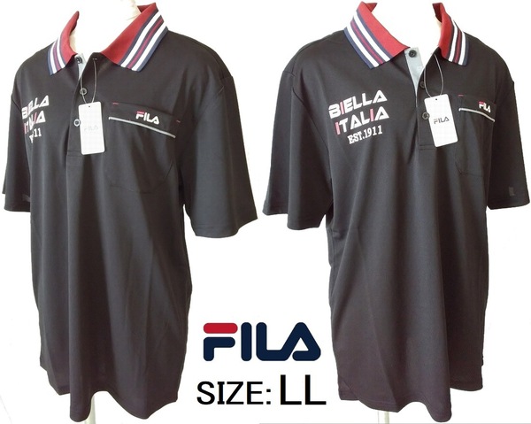 送料無料 新品 フィラ FILA ポロシャツ ブラック SIZE:LL(胸囲104～112cm)