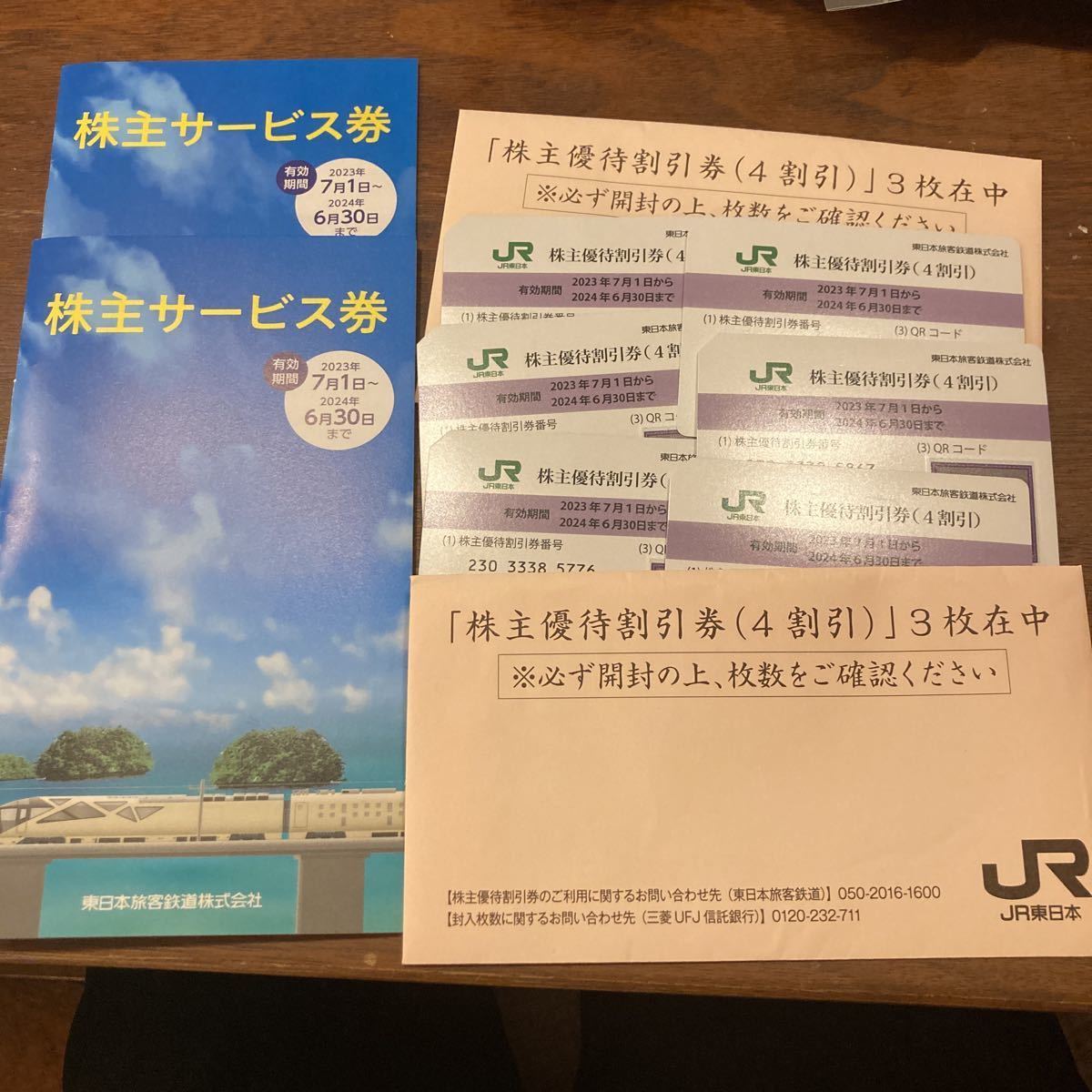 JR東日本】株主優待割引券(4割引・6枚) 株主サービス券(2冊)セット