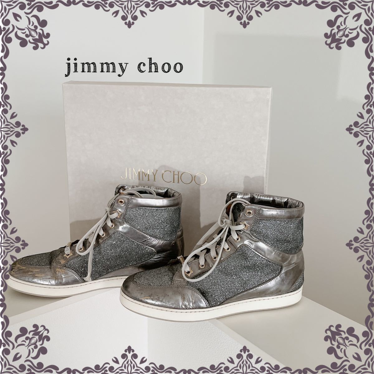 JIMMY CHOO JAIDA FLAT スリッポン シルバー サイズ 35|PayPayフリマ