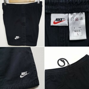 即決 L 90s ナイキ NIKE コットン イージー ショーツ 短パン ショートパンツ 銀タグ 黒の画像3