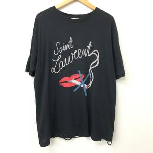 *SAINT LAURENT PARIS short sleeves T-shirt S(175/92A) black sun rolan men's France made smo- gold grip 482676 two or more successful bids including in a package OK B230614-7