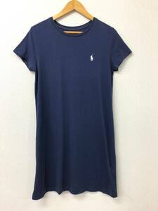 □POLO RALPH LAUREN 半袖ワンピース M(165/92A) 紺 ポロラルフローレン レディース 綿100％ Tシャツワンピ 複数落札同梱OK B230602-304●