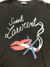 □SAINT LAURENT PARIS 半袖Tシャツ S(175/92A) 黒 サンローラン メンズ フランス製 スモーキングリップ 482676 複数落札同梱OK B230614-7_画像6