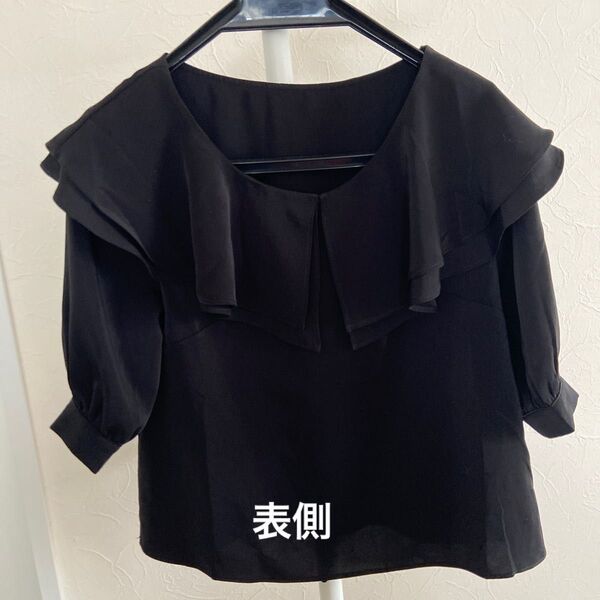 an mille アンミール ブラック半袖ブラウス トップス