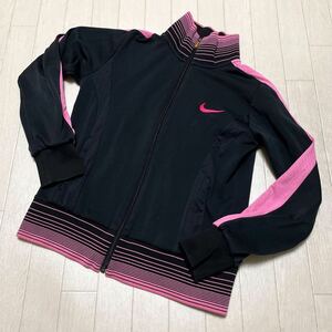3525* NIKE DRI-FIT Nike jersey Zip up blouson sport wear S lady's black pink 