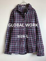 GLOBAL WORK チェック長袖シャツ ハリ感 春夏_画像1