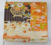 YH-2903　袋帯　唐織 　刺繍　花　六通　リサイクル品　お稽古　リメイク素材　材料　ハンドメイド_画像2