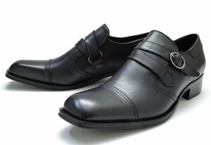 送料無料 新品 キャサリンハムネット 3990 黒 26.5cm メンズビジネスシューズ ロングノーズ 靴 紳士靴 通勤 レザー 牛革