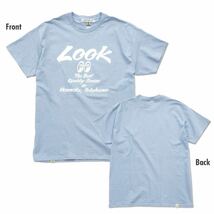 MOON LOOK Tシャツ Ｌサイズ mooneyes ムーンアイズ ブルー くすみカラー 水色 送料込み ムーン ホワイト 文字_画像2