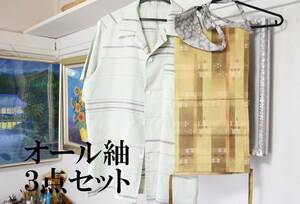  silk aloha shirt +. middle fundoshi + black cat undergarment fundoshi * Ooshima pongee *L-S size. 3 point set * silk * silk D-5