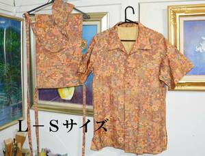  silk aloha shirt +. middle fundoshi + black cat undergarment fundoshi * pongee *L-S size. 3 point set *aro is * silk * D-8