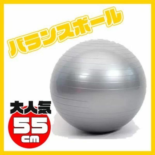 バランスボール 55cm 大きい シルバー頑丈 ヨガ ボール ジム フィットネス ダイエット トレーニング エクササイズボール