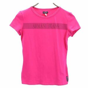 アルマーニジーンズ 半袖 ロゴプリント 半袖 Tシャツ 36 ピンク ARMANI JEANS イタリア製 レディース 230603 メール便可
