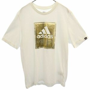 アディダス ロゴ プリント 半袖 Tシャツ M ホワイト adidas クルーネック メンズ 230604 メール便可