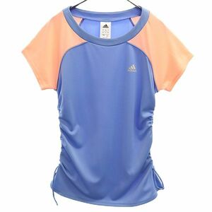 アディダス 切替 トレーニングシャツ OT ブルー adidas 半袖 Tシャツ クルーネック スポーツ レディース 230604 メール便可