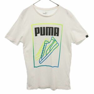 プーマ ロゴプリント 半袖 Tシャツ M ホワイト PUMA クルーネック メンズ 230608 メール便可